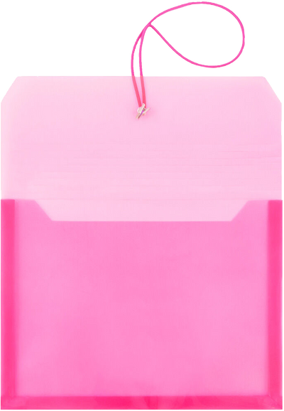Fuchsia Pink Letter (9 3/4 x 13) Booklet with 2 5/8" Expansion Plastic Envelopes with Elastic Plastic