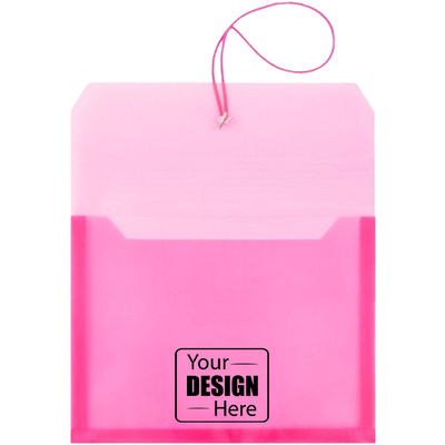 Fuchsia Pink Letter (9 3/4 x 13) Booklet with 2 5/8" Expansion Plastic Envelopes with Elastic Plastic