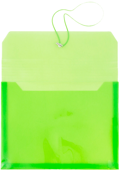 Lime Green Letter (9 3/4 x 13) Booklet with 2 5/8" Expansion Plastic Envelopes with Elastic Plastic
