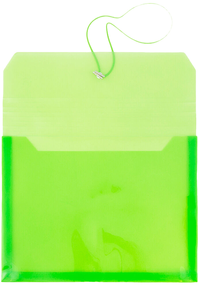 Lime Green Letter (9 3/4 x 13) Booklet with 2 5/8" Expansion Plastic Envelopes with Elastic Plastic
