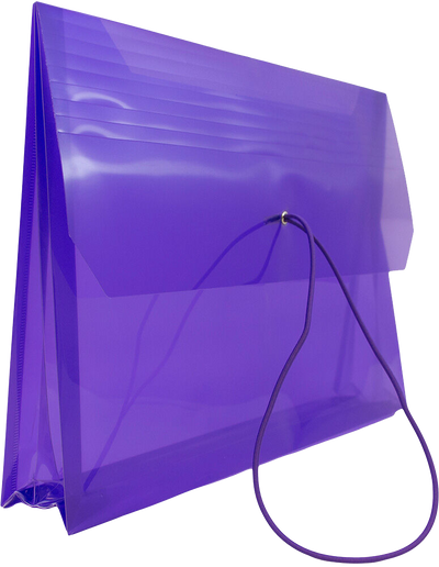 Purple Letter (9 3/4 x 13) Booklet with 2 5/8" Expansion Plastic Envelopes with Elastic Plastic