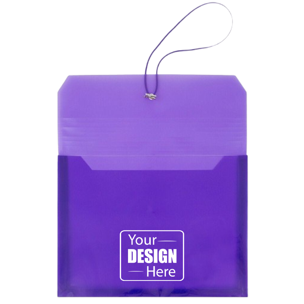 Purple Letter (9 3/4 x 13) Booklet with 2 5/8" Expansion Plastic Envelopes with Elastic Plastic