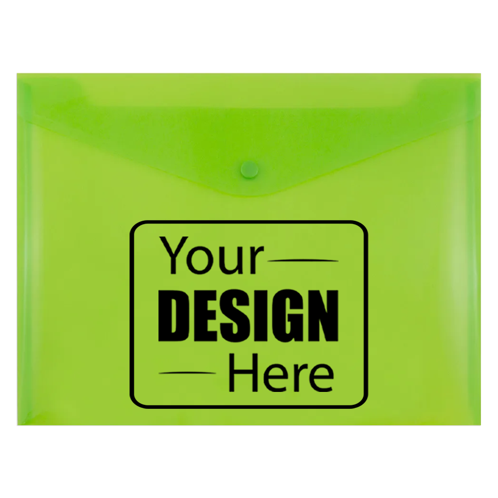 Lime Green Letter Booklet Plastic Envelopes (9 3/4 x 13) with Snap Closure