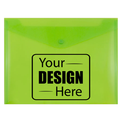 Lime Green Letter Booklet Plastic Envelopes (9 3/4 x 13) with Snap Closure