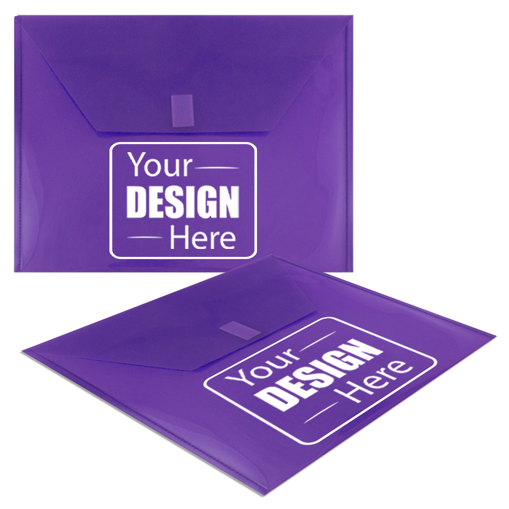 Purple Letter Booklet Plastic Envelopes (9 3/4 x 13) with Hook and Loop Closure