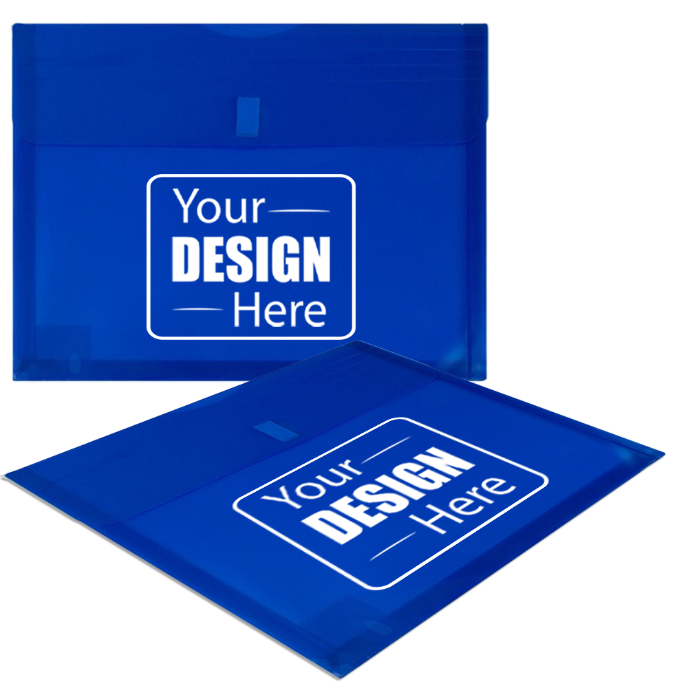 Blue Letter Booklet with 1" Expansion Plastic Envelopes (9 3/4 x 13) with Hook and Loop Closure