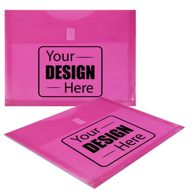 Fuchsia Pink Letter Booklet with 1" Expansion Plastic Envelopes (9 3/4 x 13) with Hook and Loop Closure