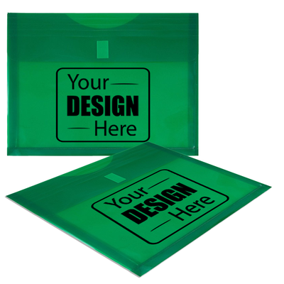 Green Letter Booklet with 1" Expansion Plastic Envelopes (9 3/4 x 13) with Hook and Loop Closure