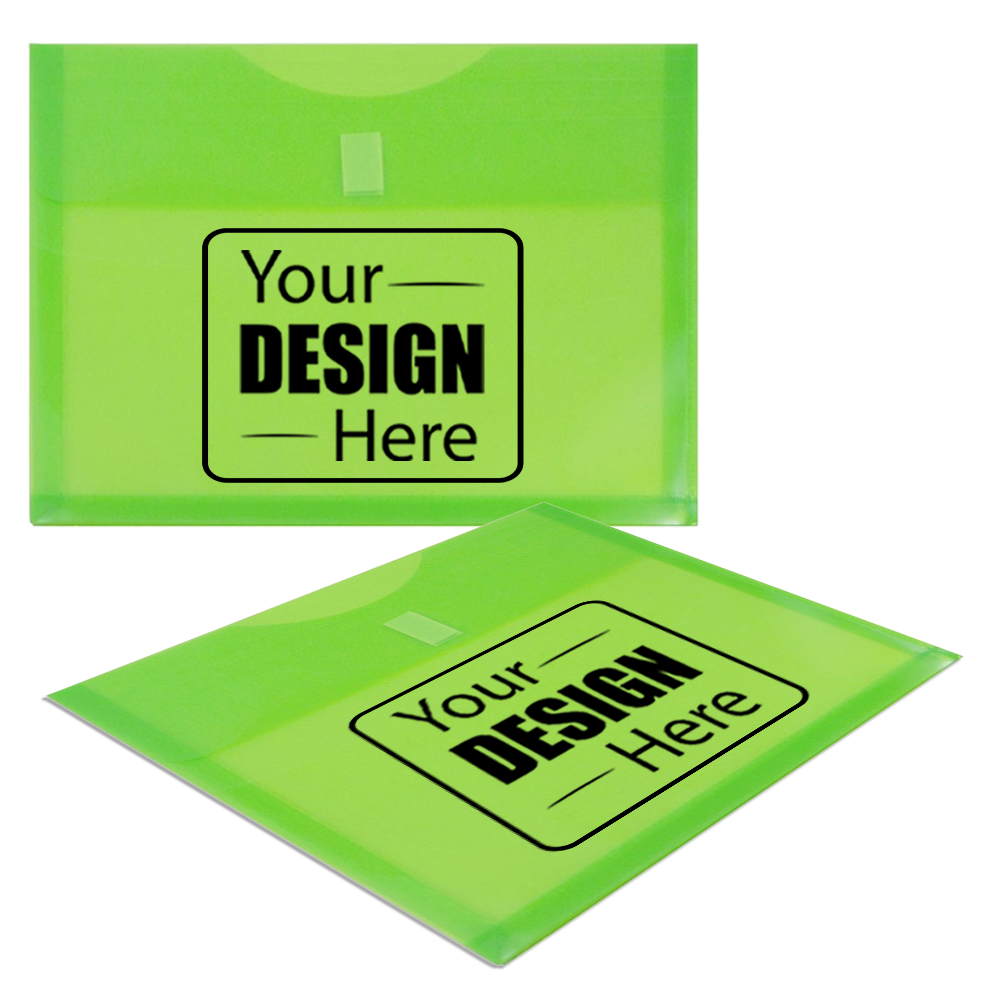 Lime Green Letter Booklet with 1" Expansion Plastic Envelopes (9 3/4 x 13) with Hook and Loop Closure