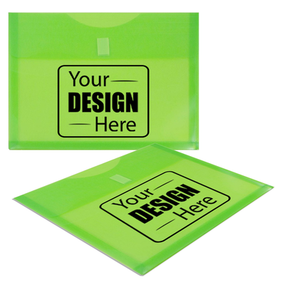 Lime Green Letter Booklet with 1" Expansion Plastic Envelopes (9 3/4 x 13) with Hook and Loop Closure