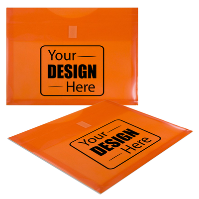 Orange Letter Booklet with 1" Expansion Plastic Envelopes (9 3/4 x 13) with Hook and Loop Closure