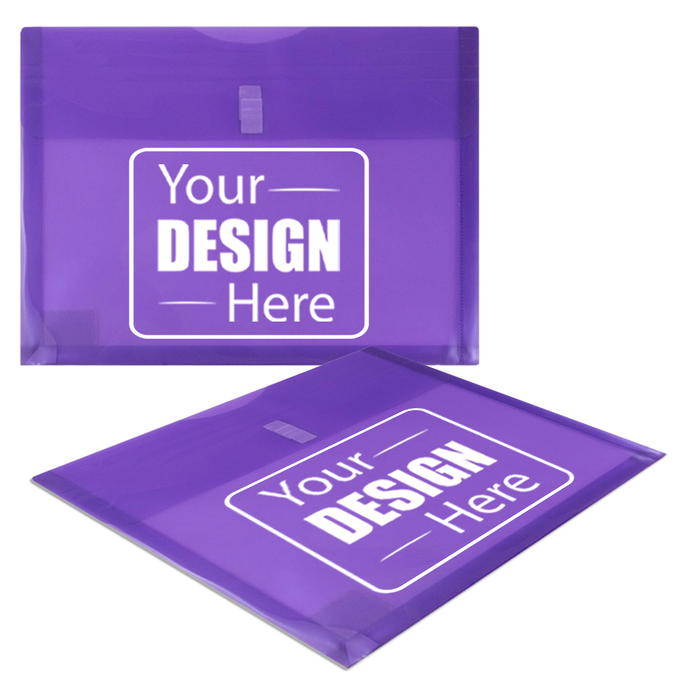 Purple Letter Booklet with 1" Expansion Plastic Envelopes (9 3/4 x 13) with Hook and Loop Closure