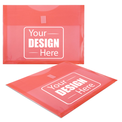 Red Letter Booklet with 1" Expansion Plastic Envelopes (9 3/4 x 13) with Hook and Loop Closure