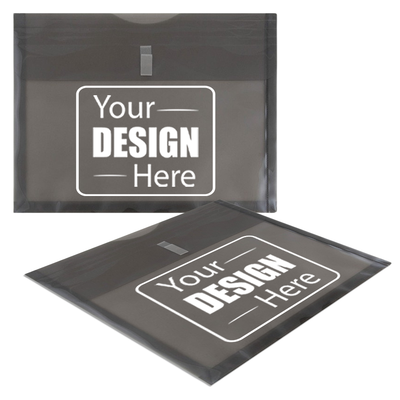 Smoke Gray Letter Booklet with 1" Expansion Plastic Envelopes (9 3/4 x 13) with Hook and Loop Closure