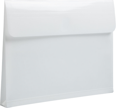 White Letter Booklet with 1" Expansion Plastic Envelopes (9 3/4 x 13) with Hook and Loop Closure