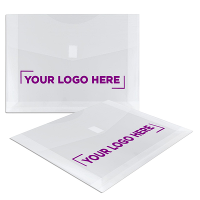 Clear Letter Booklet with 2" Expansion Plastic Envelopes (9 3/4 x 13) with Hook and Loop Closure