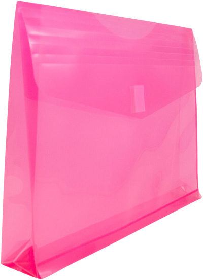 Fuchsia Letter Booklet with 2" Expansion Plastic Envelopes (9 3/4 x 13) with Hook and Loop Closure