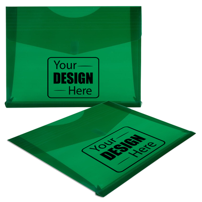 Green Letter Booklet with 2" Expansion Plastic Envelopes (9 3/4 x 13) with Hook and Loop Closure