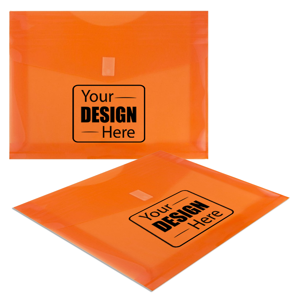 Orange Letter Booklet with 2" Expansion Plastic Envelopes (9 3/4 x 13) with Hook and Loop Closure