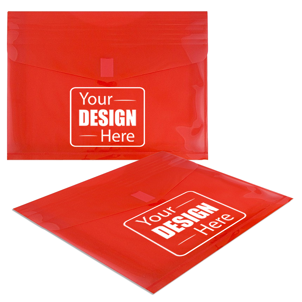 Red Letter Booklet with 2" Expansion Plastic Envelopes (9 3/4 x 13) with Hook and Loop Closure