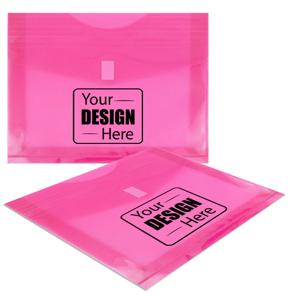 Fuchsia Letter Booklet with 2" Expansion Plastic Envelopes (9 3/4 x 13) with Hook and Loop Closure
