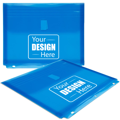 Blue Letter Booklet 3 Hole Punch with 1" Expansion Plastic Envelopes (9 1/2 x 11 1/2) with Hook and Loop Closure
