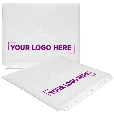 Clear Letter Booklet 3 Hole Punch with 1" Expansion Plastic Envelopes (9 1/2 x 11 1/2) with Hook and Loop Closure