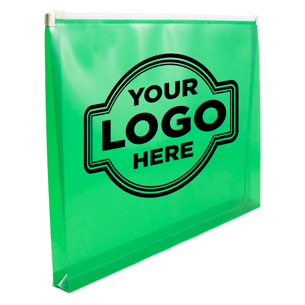 Green Letter Booklet Plastic Envelopes (9 3/4 x 13) with Zip Closure