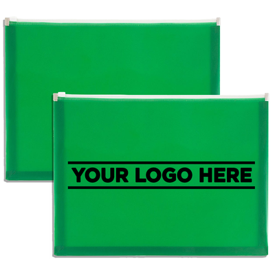 Green Letter Booklet Plastic Envelopes (9 3/4 x 13) with Zip Closure