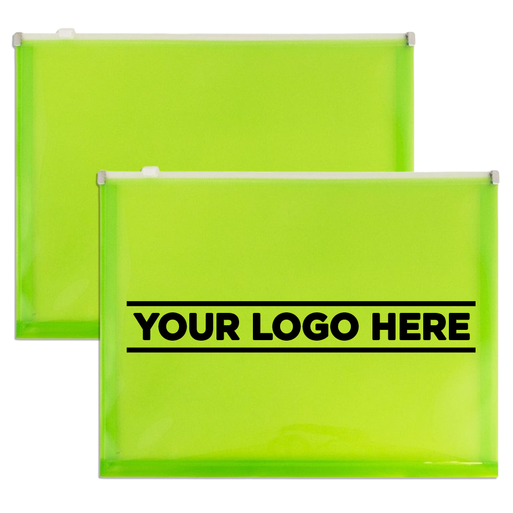 Lime Green Letter Booklet Plastic Envelopes (9 3/4 x 13) with Zip Closure