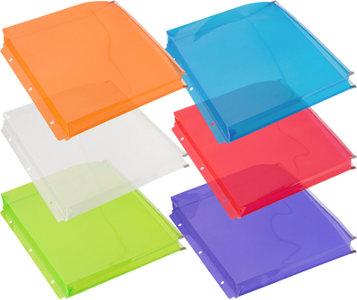 Assorted Letter Booklet 3 Hold Punch Plastic Envelopes (9 3/4 x 13) with Zip Closure - 6 Pack