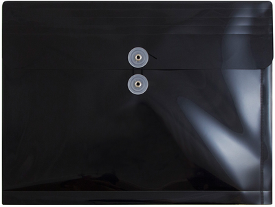 Black Letter Booklet Plastic Envelopes (9 3/4 x 13) with Button & String