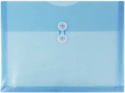 Blue Letter Booklet Plastic Envelopes (9 3/4 x 13) with Button & String