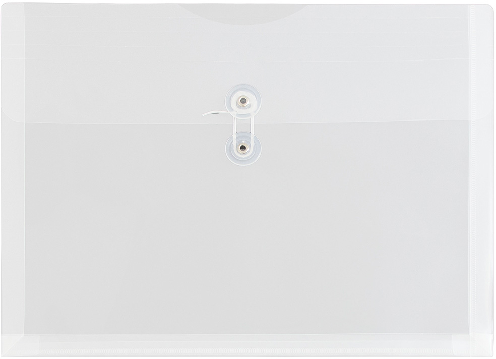 Clear Letter Booklet Plastic Envelopes (9 3/4 x 13) with Button & String