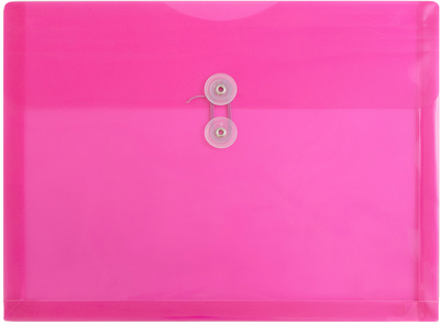 Fuchsia Pink Letter Booklet Plastic Envelopes (9 3/4 x 13) with Button & String