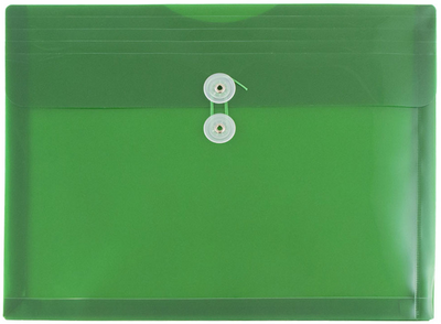 Green Letter Booklet Plastic Envelopes (9 3/4 x 13) with Button & String