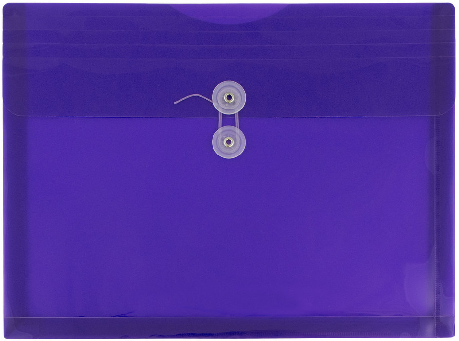 Purple Letter Booklet Plastic Envelopes (9 3/4 x 13) with Button & String