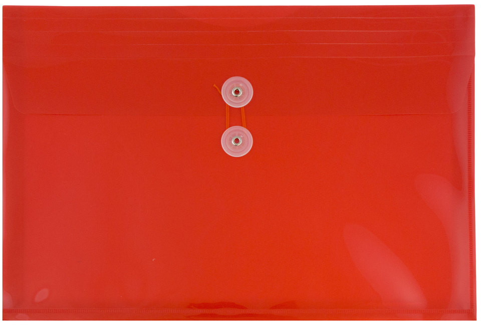 Red Letter Booklet Plastic Envelopes (9 3/4 x 13) with Button & String