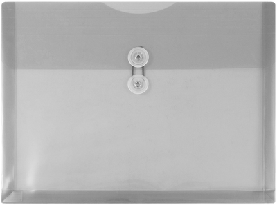 Smoke Gray Letter Booklet Plastic Envelopes (9 3/4 x 13) with Button & String