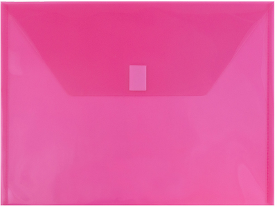 Fuchsia Pink Letter Booklet Plastic Envelopes (9 3/4 x 13) with Hook and Loop Closure