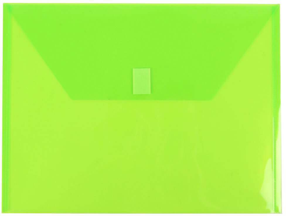 Lime Green Letter Booklet Plastic Envelopes (9 3/4 x 13) with Hook and Loop Closure