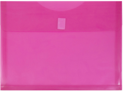 Fuchsia Pink Letter Booklet with 1" Expansion Plastic Envelopes (9 3/4 x 13) with Hook and Loop Closure