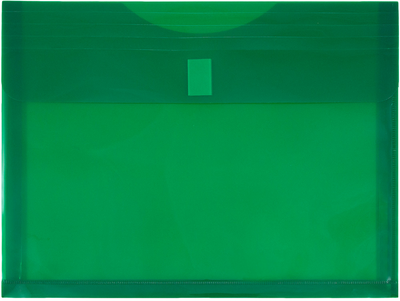 Green Letter Booklet with 1" Expansion Plastic Envelopes (9 3/4 x 13) with Hook and Loop Closure