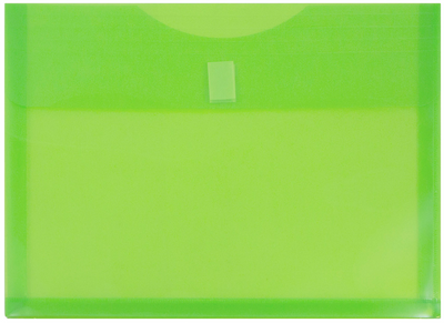 Lime Green Letter Booklet with 1" Expansion Plastic Envelopes (9 3/4 x 13) with Hook and Loop Closure