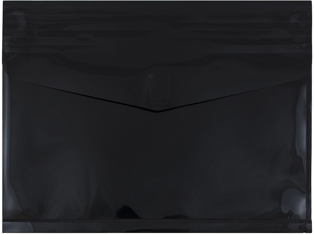 Black Letter Booklet with 2" Expansion Plastic Envelopes (9 3/4 x 13) with Hook and Loop Closure