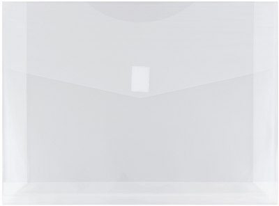 Clear Letter Booklet with 2" Expansion Plastic Envelopes (9 3/4 x 13) with Hook and Loop Closure