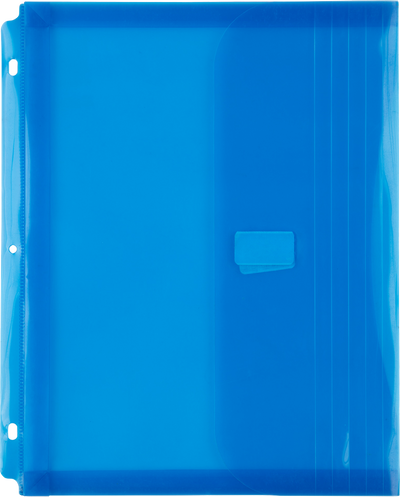 Blue Letter Booklet 3 Hole Punch with 1" Expansion Plastic Envelopes (9 1/2 x 11 1/2) with Hook and Loop Closure