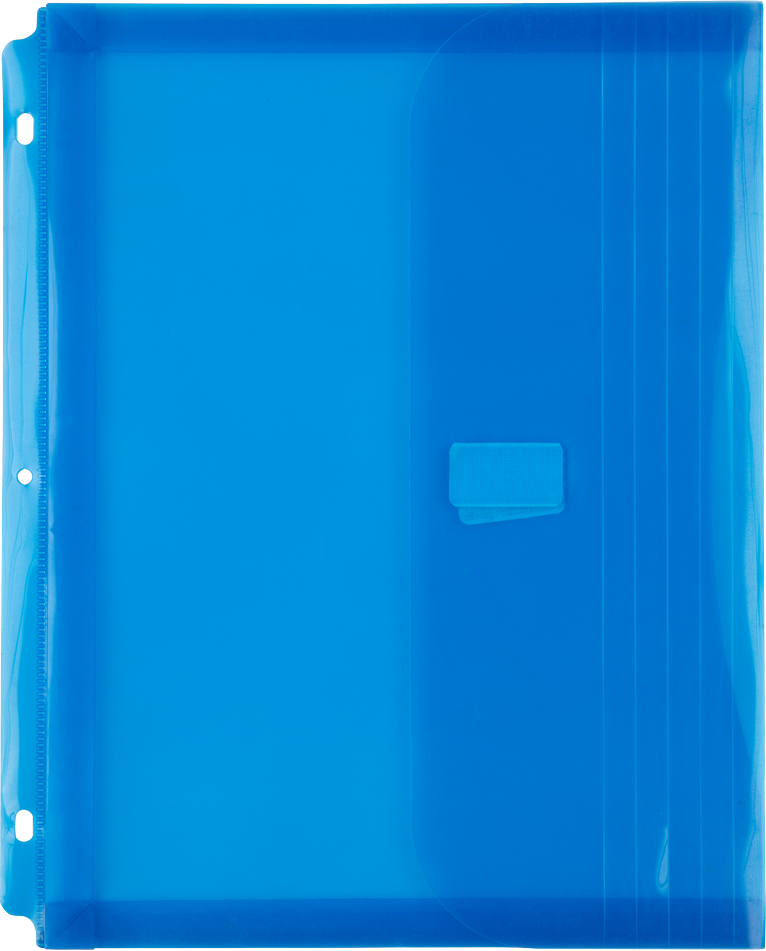 Blue Letter Booklet 3 Hole Punch with 1" Expansion Plastic Envelopes (9 1/2 x 11 1/2) with Hook and Loop Closure