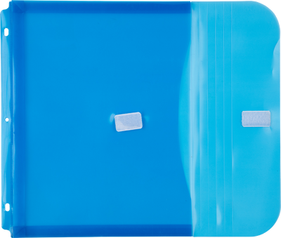 Blue Letter Booklet 3 Hole Punch with 1" Expansion Plastic Envelopes (9 1/2 x 11 1/2) with Hook and Loop Closure