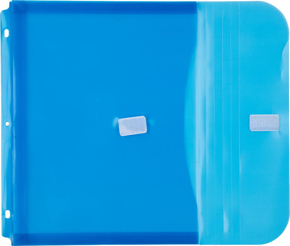Blue Letter Booklet 3 Hole Punch with 1" Expansion Plastic Envelopes (9 1/2 x 11 1/2) with Hook and Loop Closure